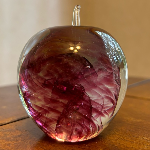 VTG Kerry Glass Purple Plum Apple Ireland Paperweight Swirl NOS - Picture 7 of 14